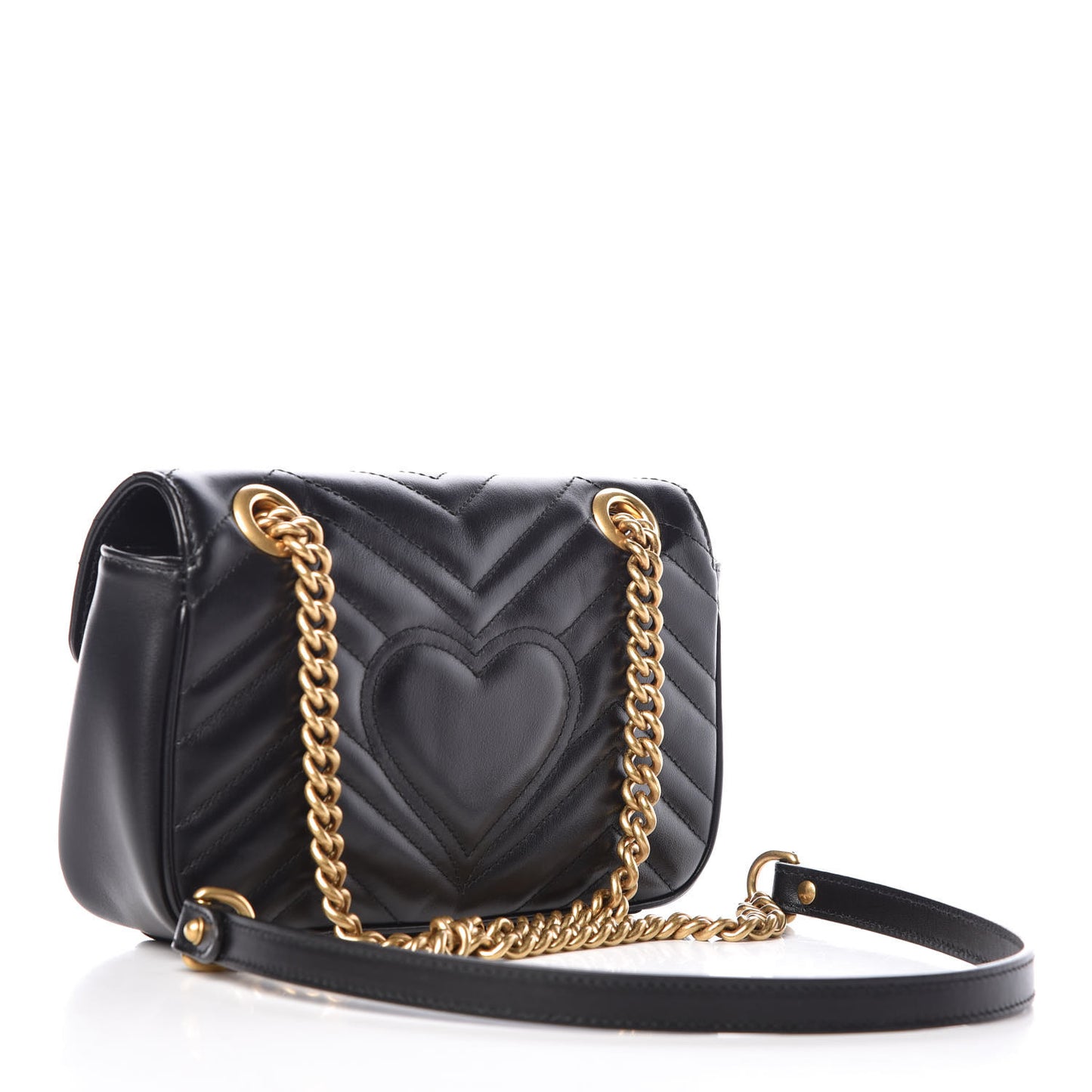 Calfskin Matelasse Mini GG Marmont Shoulder Bag Black