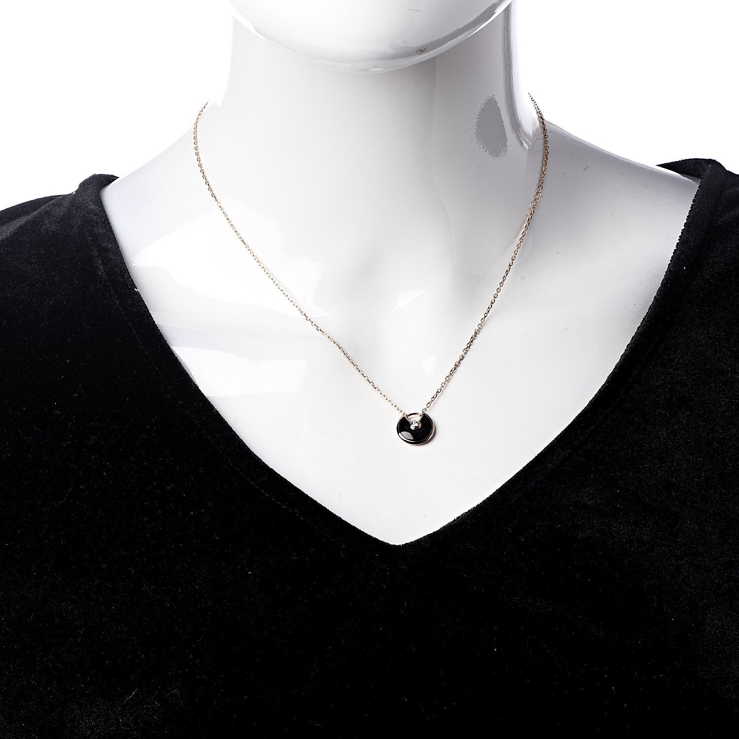 Cartier 18K Pink Gold Diamond Black Onyx XS Amulette de Cartier Pendant Necklace 2 of 8