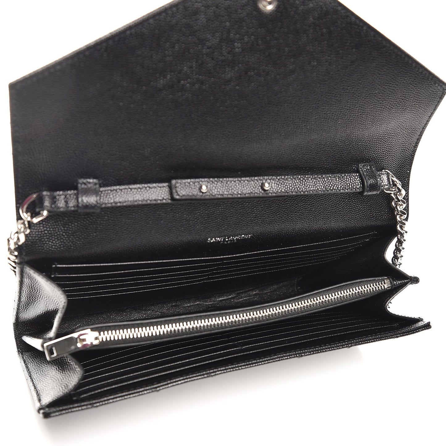 Grain De Poudre Matelasse Chevron Monogram Chain Wallet Black
