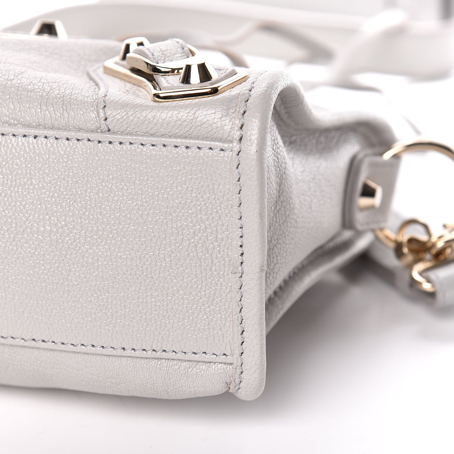 Chevre Gold Metallic Edge Hardware Mini City Gris Perle