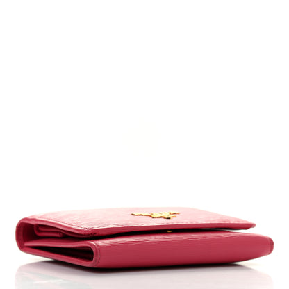 Prada Vitello Move Tri-Fold Compact Wallet Peonia 4 of 14