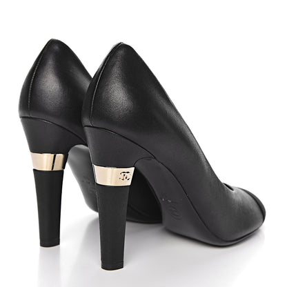 Chanel Lambskin Grosgrain Cap Toe CC Pumps 39 Black 4 of 9