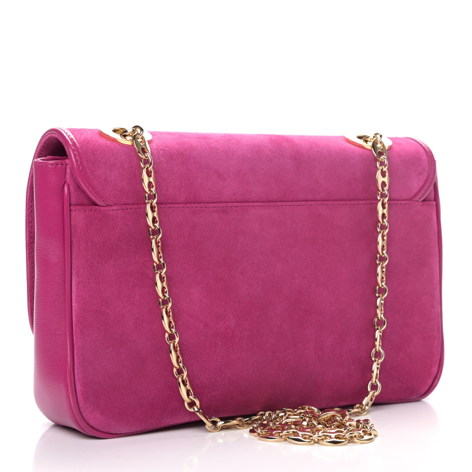 Gucci Suede Azalea Calfskin Small Marina Chain Shoulder Bag Fucsia 2 of 4