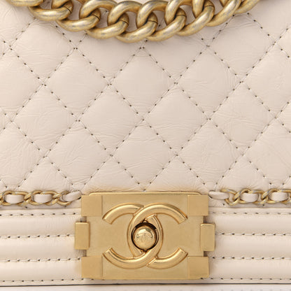 Chanel Aged Calfskin Quilted Medium Jacket Boy Flap White 9 of 9