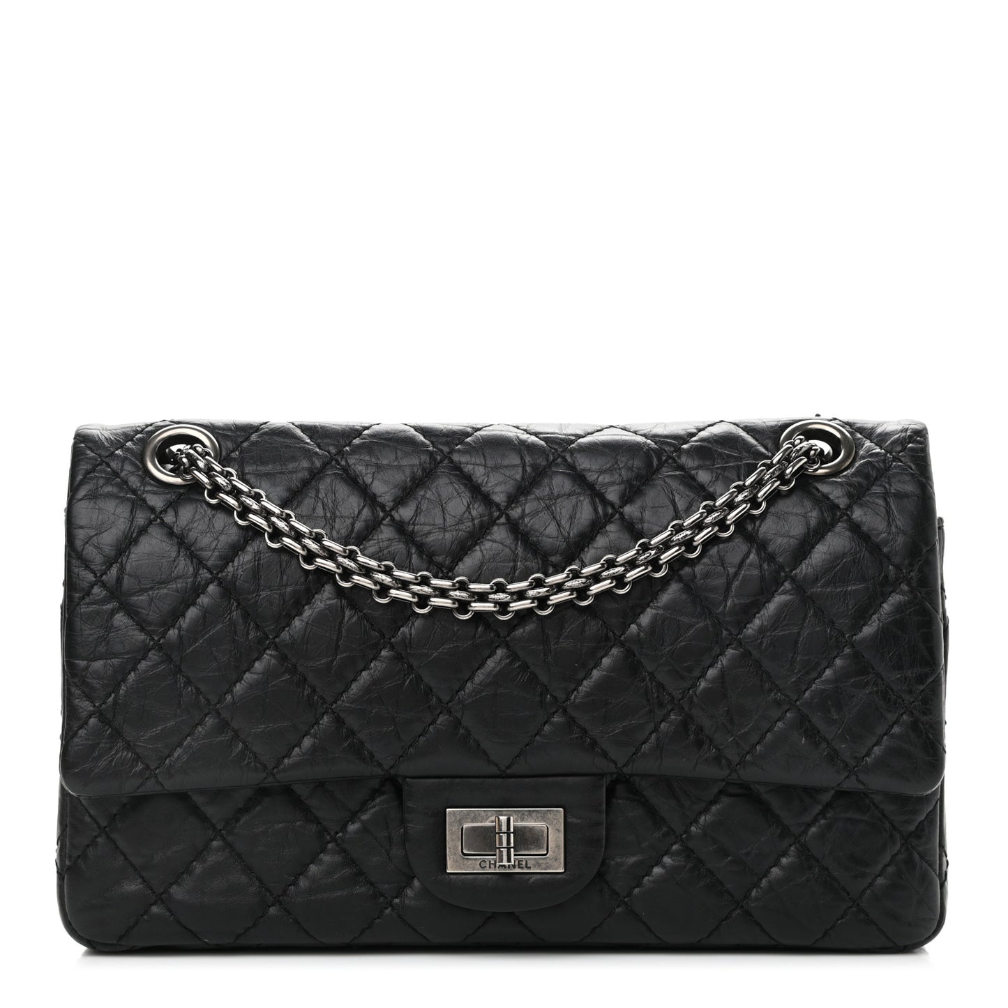 Aged Calfskin Quilted 2.55 Reissue 225 Flap Black