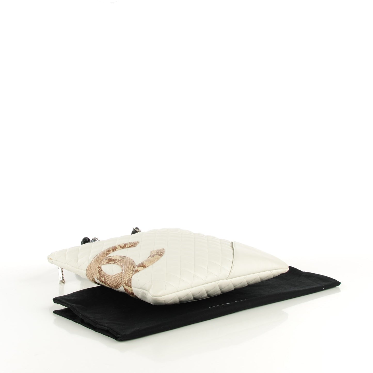 Calfskin Quilted Python Cambon Flat Tote White