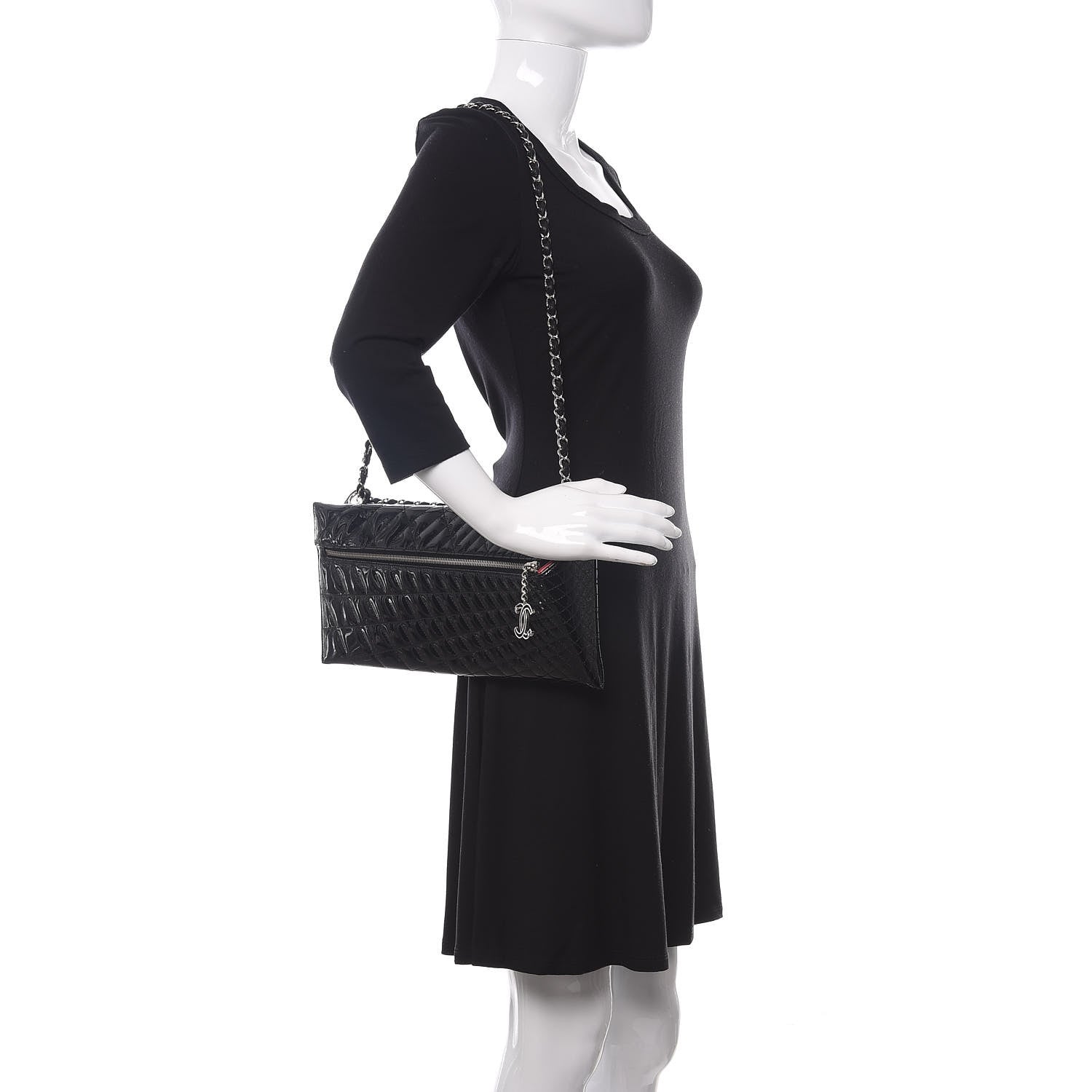 Chanel Patent Geometric Quilted Kaleidoscope Clutch Black 2 of 11