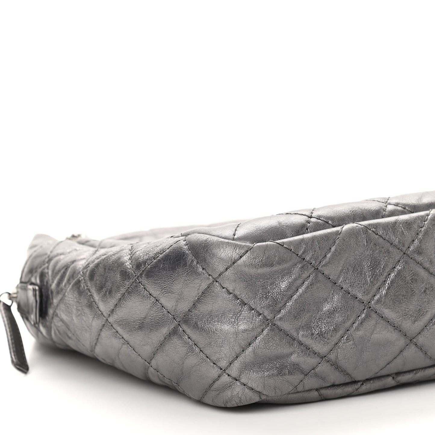 Metallic Aged Calfskin Quilted Large Reissue Camera Case Silver