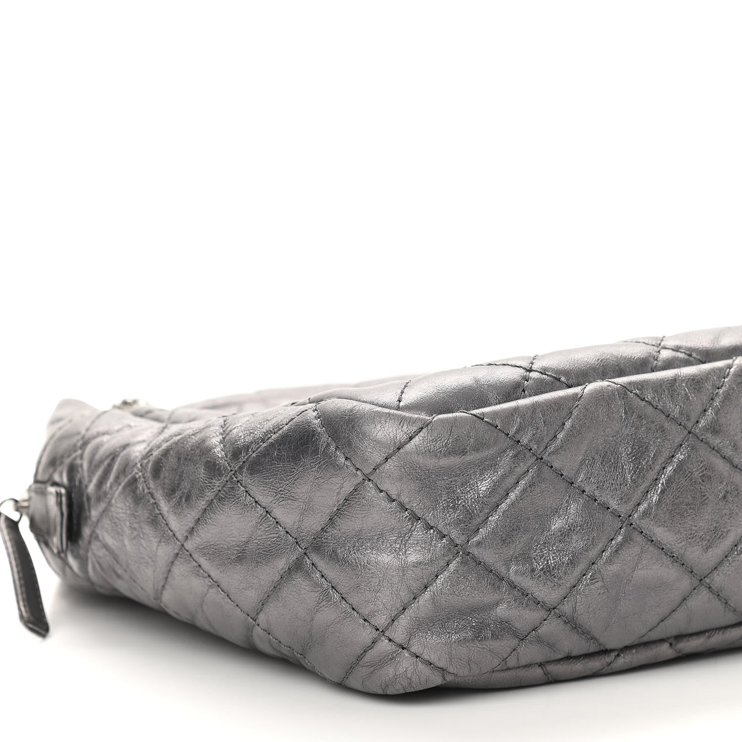 Chanel Metallic Aged Calfskin Quilted Large Reissue Camera Case Silver 9 of 10