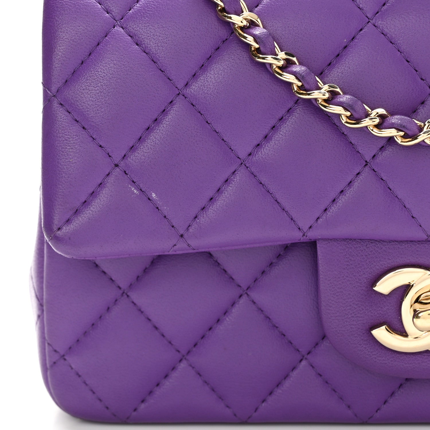 Chanel Lambskin Quilted Mini Top Handle Rectangular Flap Dark Purple 12 of 12