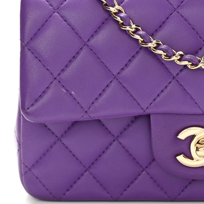 Chanel Lambskin Quilted Mini Top Handle Rectangular Flap Dark Purple 12 of 12