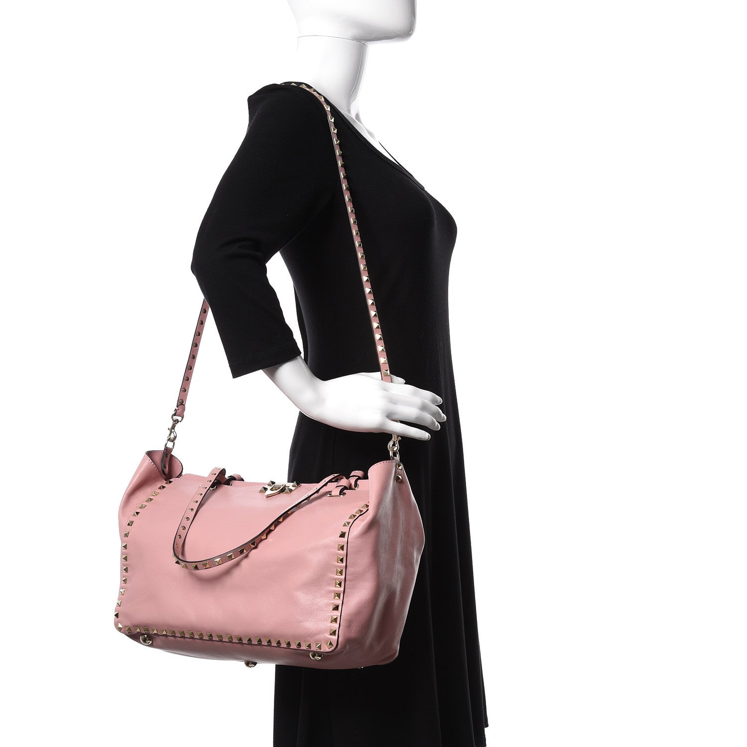Valentino Garavani Vitello Medium Rockstud Tote Pop Gardenia 2 of 12