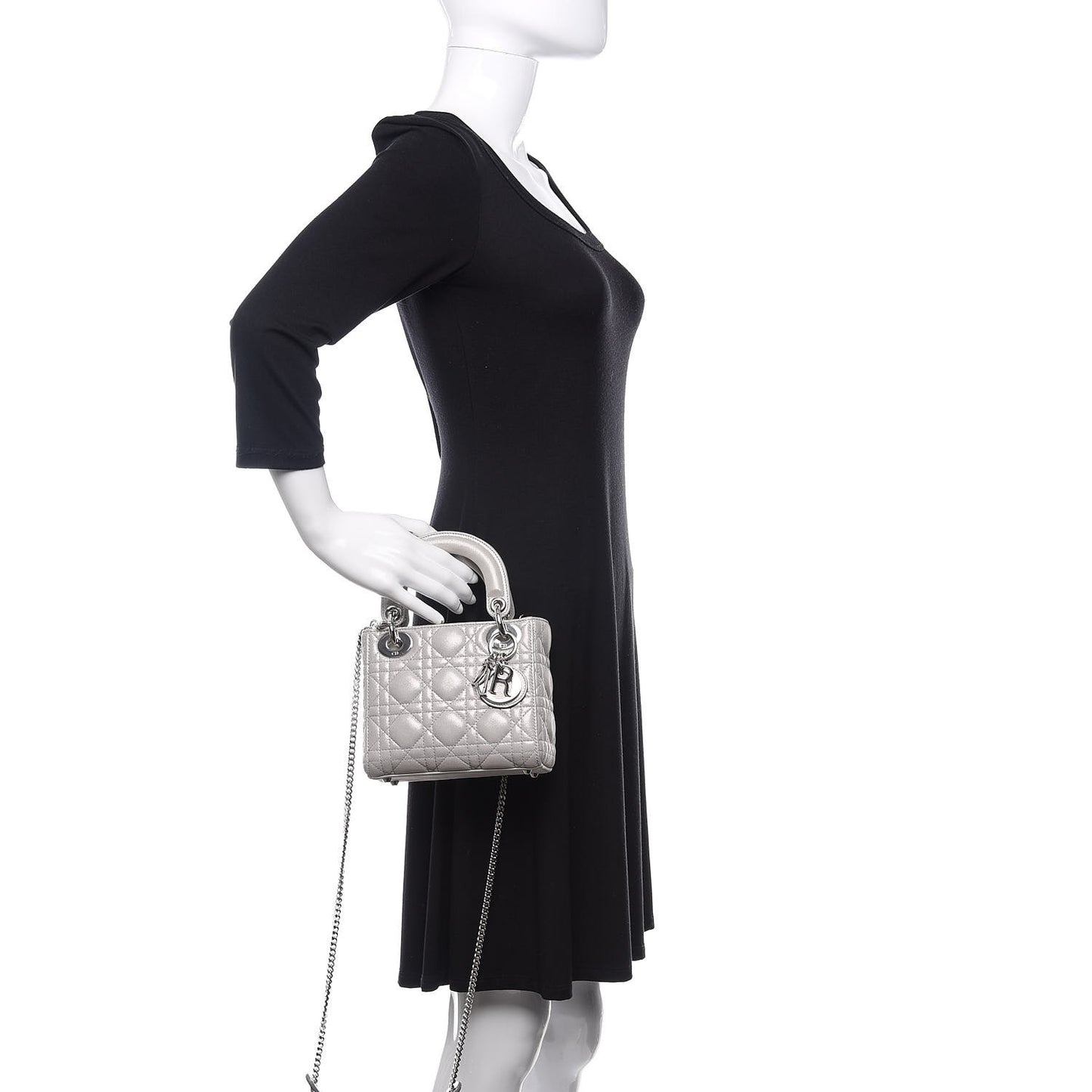Lambskin Cannage Mini Lady Dior Grey