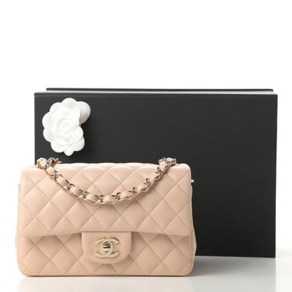 Chanel Lambskin Quilted Mini Rectangular Flap Beige 11 of 11