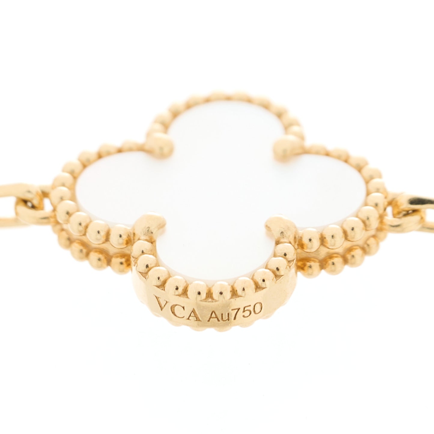 18K Yellow Gold Mother of Pearl 5 Motifs Vintage Alhambra Bracelet