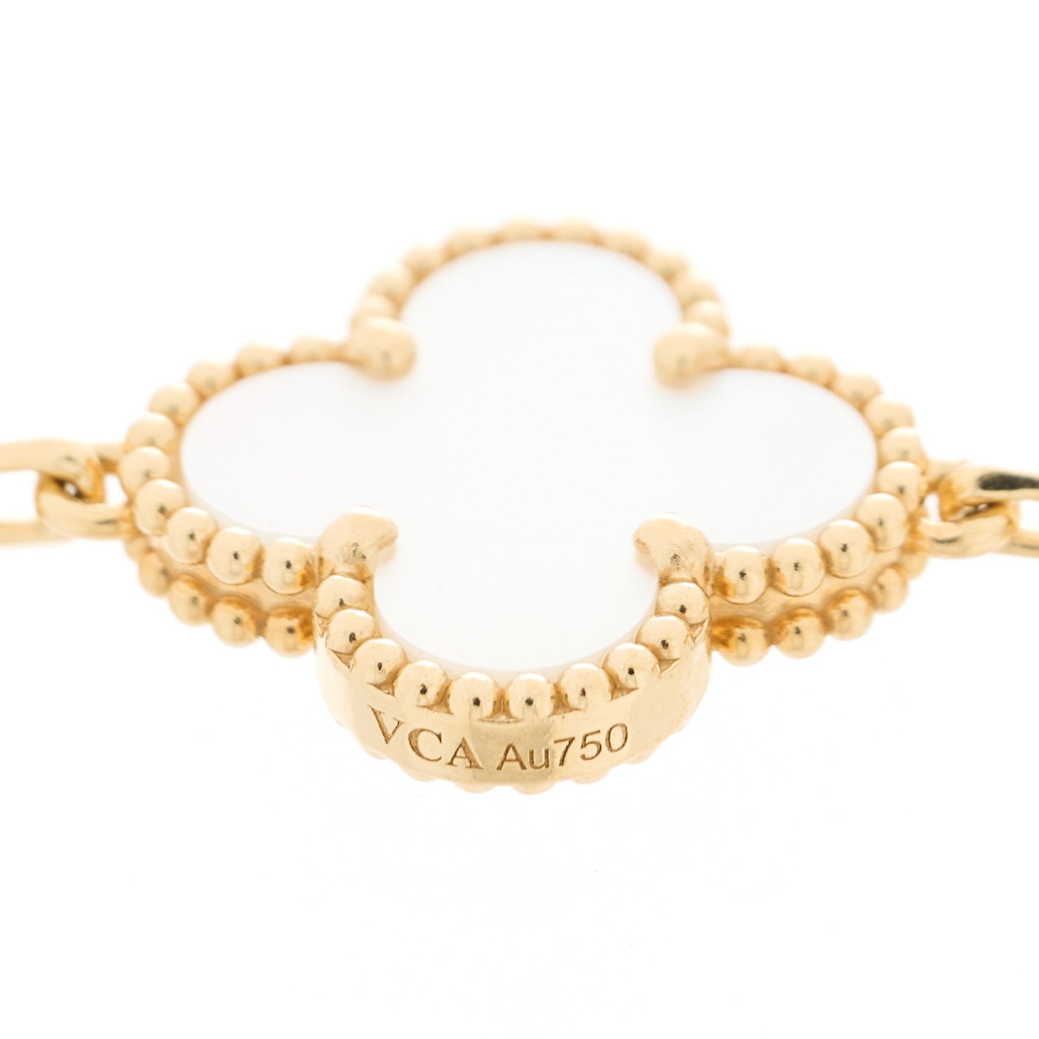 Van Cleef & Arpels 18K Yellow Gold Mother of Pearl 5 Motifs Vintage Alhambra Bracelet 5 of 6