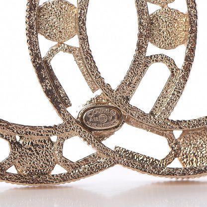 Chanel Pearl Crystal CC Brooch Gold Grey 4 of 5