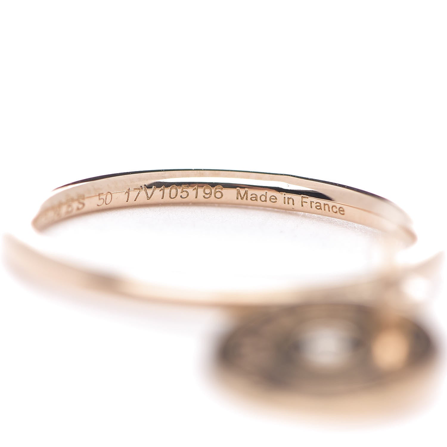 Hermes 18K Rose Gold Diamond Gambade Ring 50 5.25 7 of 8
