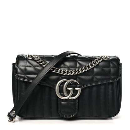 Gucci Calfskin Matelasse Aria Small GG Marmont Shoulder Bag Black 1 of 10