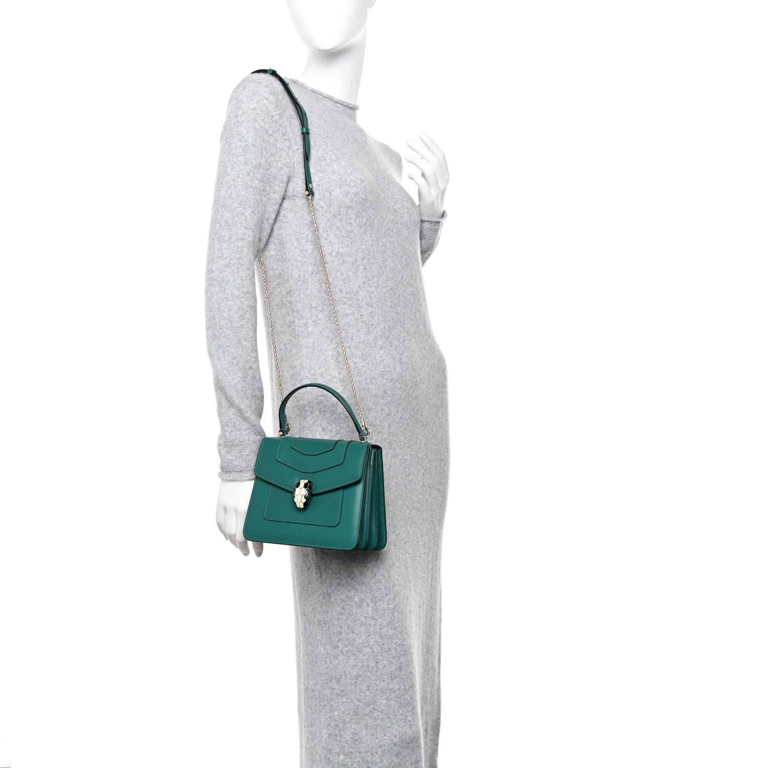 Bulgari Calfskin Serpenti Forever Top Handle Emerald Green 2 of 14