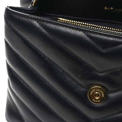Saint Laurent Calfskin Y Quilted Monogram Small Loulou Chain Satchel Black 9 of 10