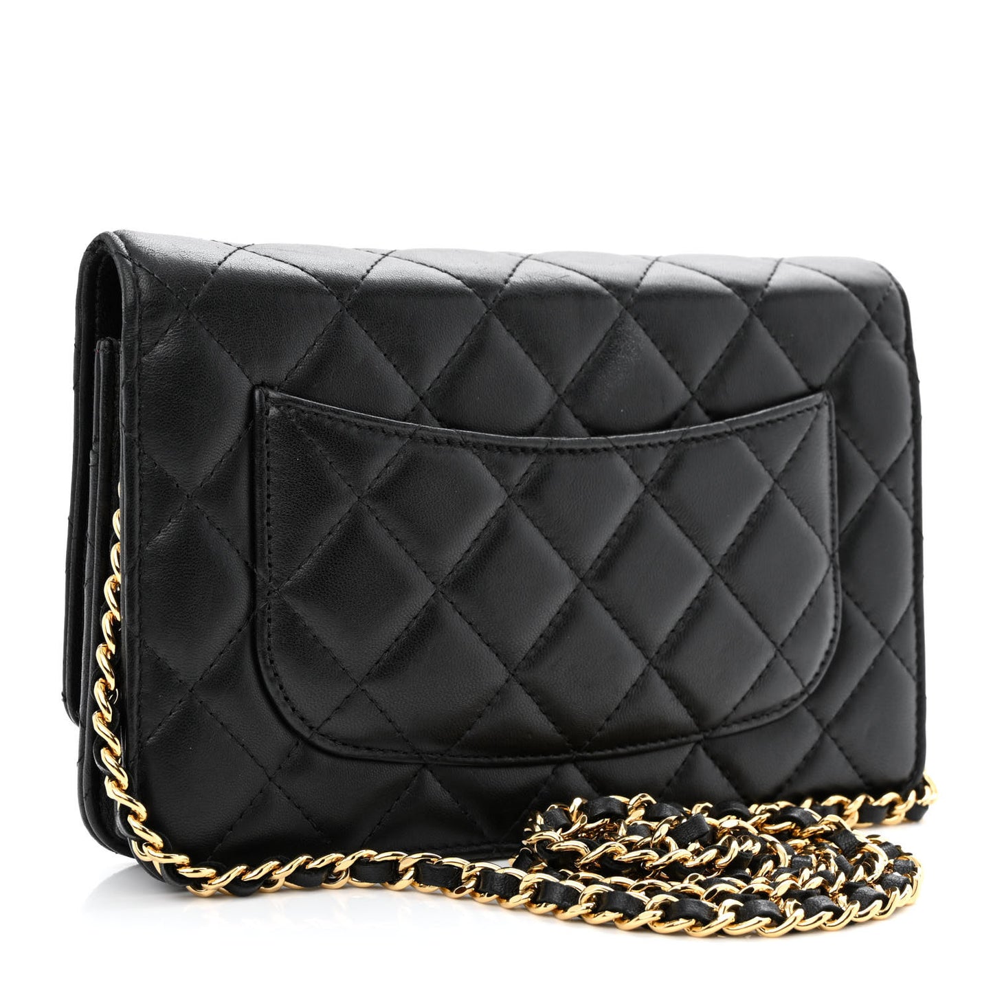 Lambskin Quilted Wallet On Chain WOC Black