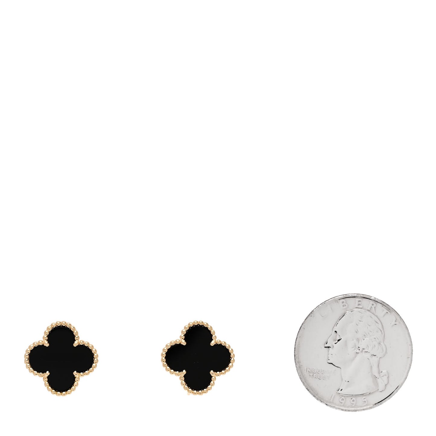 18K Yellow Gold Black Onyx Vintage Alhambra Earrings