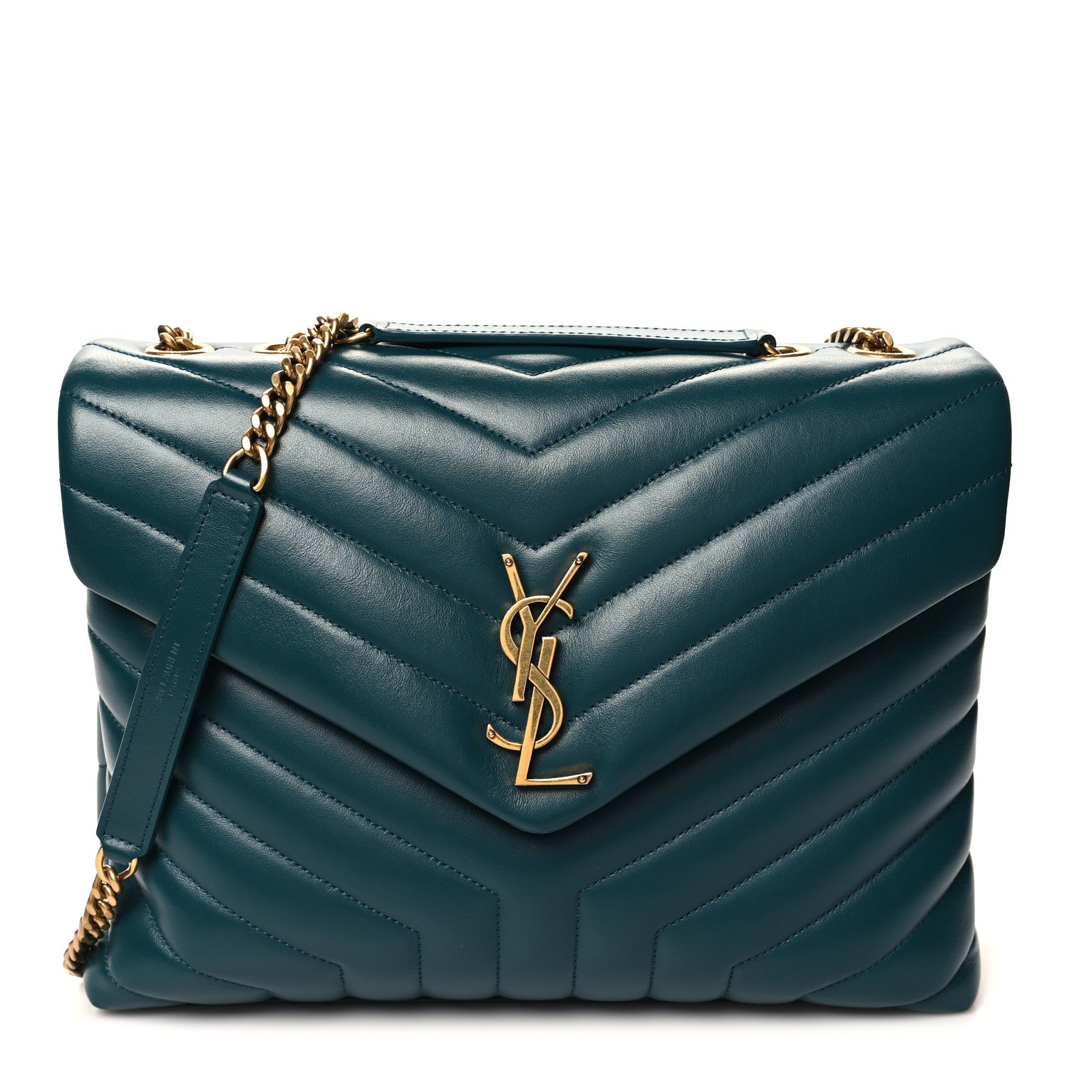 Saint Laurent Calfskin Y Quilted Monogram Medium Loulou Chain Satchel Sea Turquoise 1 of 10