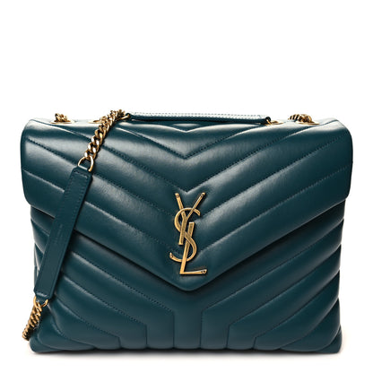 Saint Laurent Calfskin Y Quilted Monogram Medium Loulou Chain Satchel Sea Turquoise 1 of 10