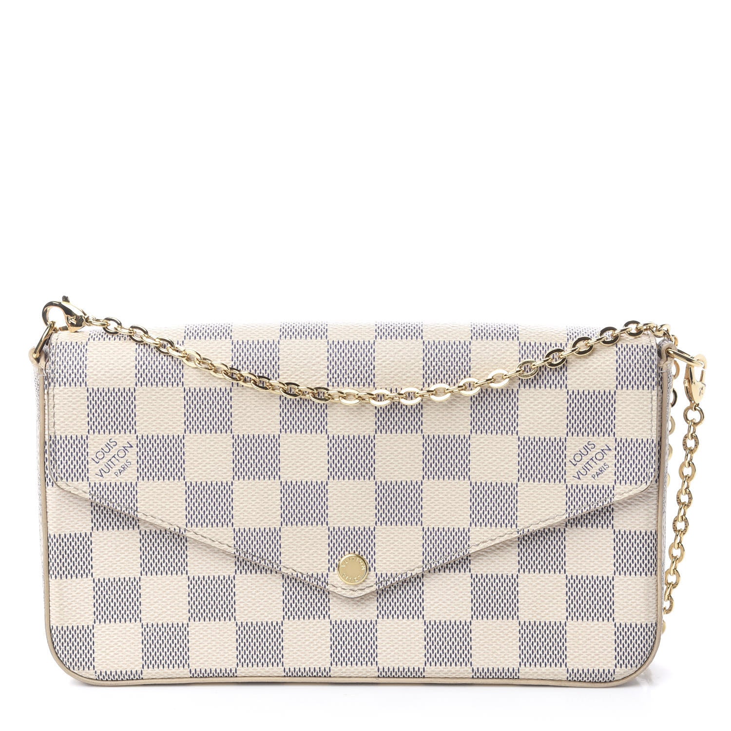 Louis Vuitton Damier Azur Pochette Felicie Chain Wallet Rose Ballerine 1 of 18