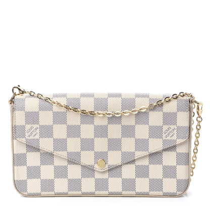Louis Vuitton Damier Azur Pochette Felicie Chain Wallet Rose Ballerine 1 of 18