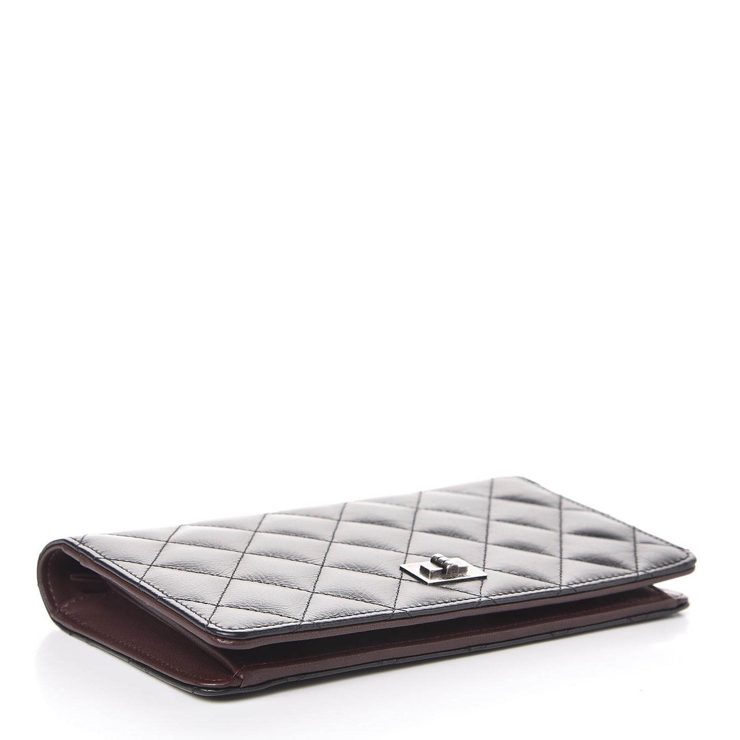Aged Calfskin Quilted Reissue 2.55 Yen Wallet Black