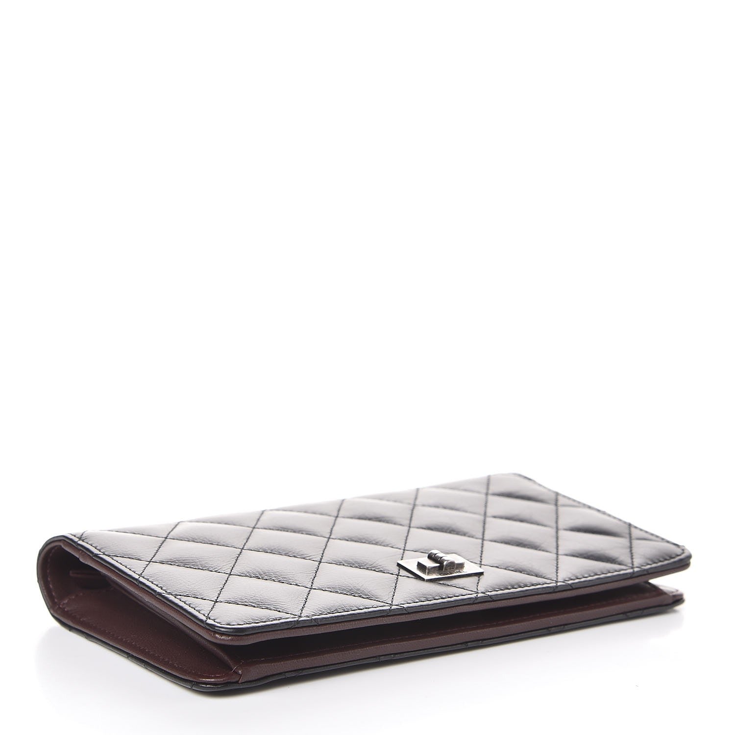 Chanel Aged Calfskin Quilted Reissue 2.55 Yen Wallet Black 4 of 9