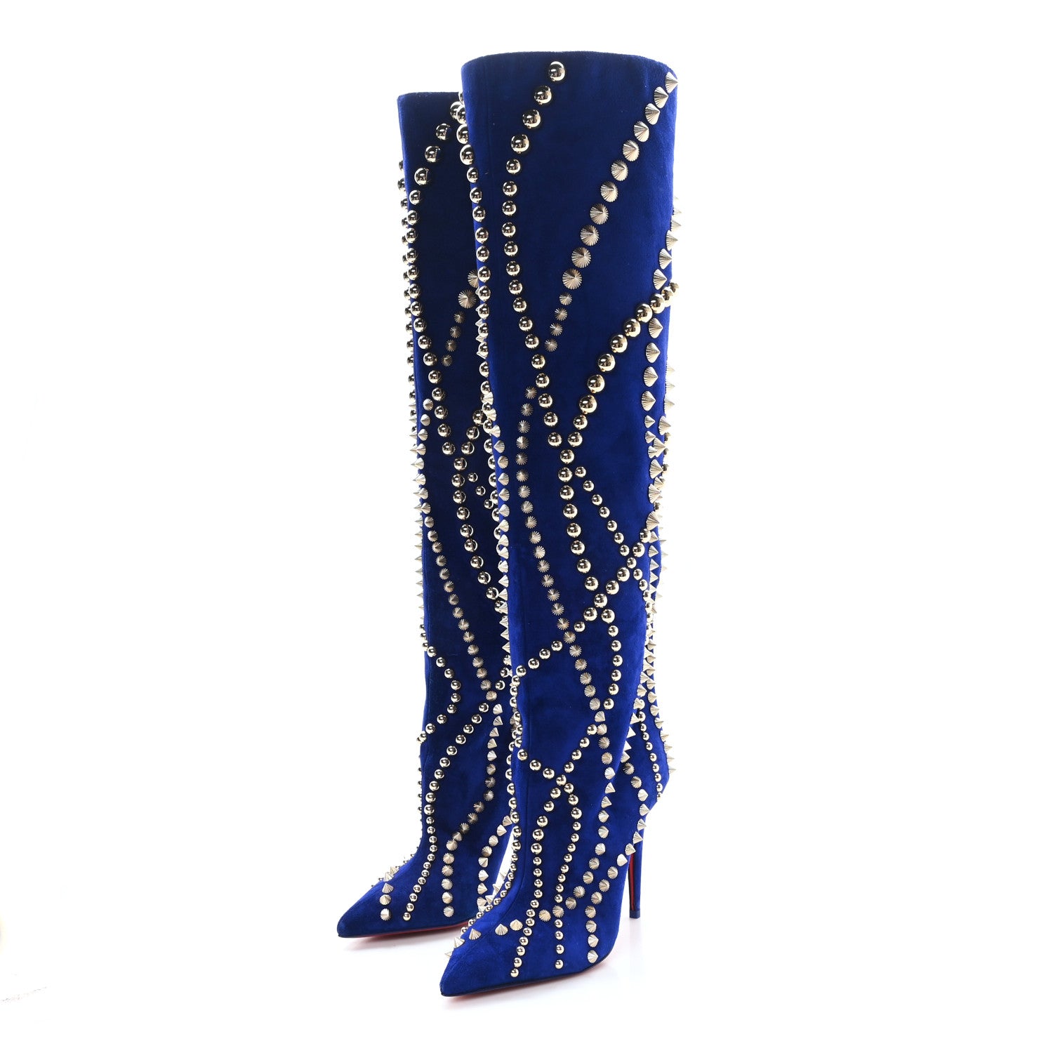 Christian Louboutin Suede Spiked Astrilarge Botta Pika Knee Boots 36 Night 3 of 6