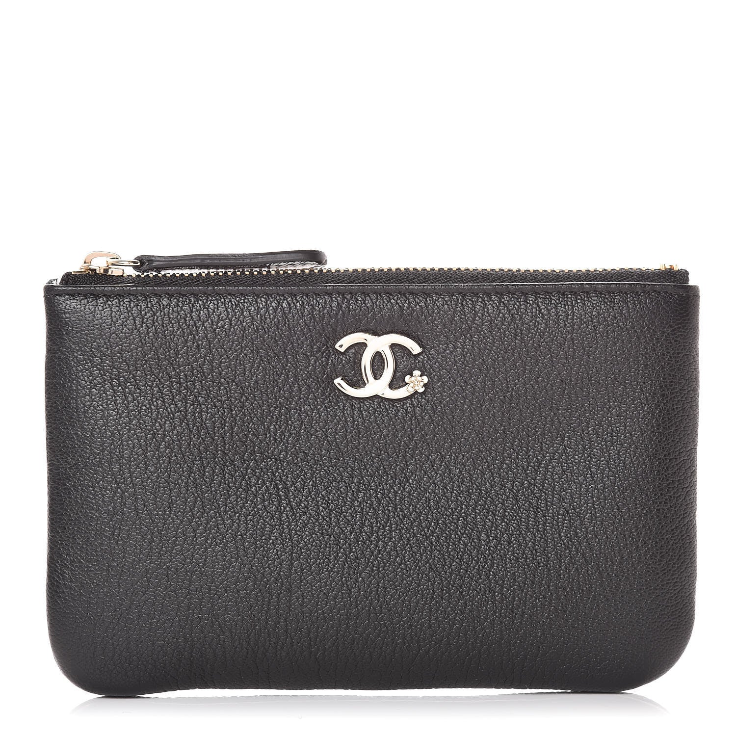 Chanel Goatskin Small CC Clover Cosmetic Case Black 1 of 8