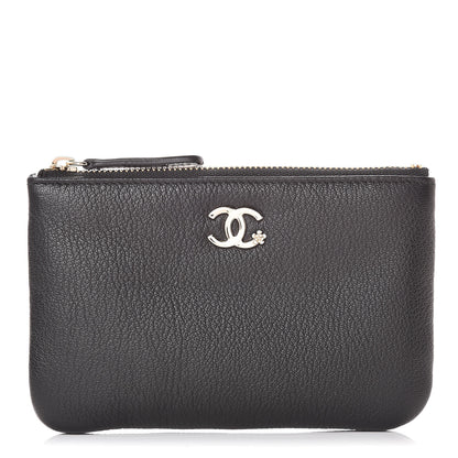Chanel Goatskin Small CC Clover Cosmetic Case Black 1 of 8