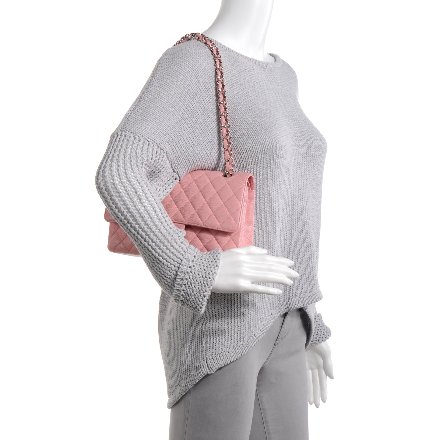 Caviar Medium Double Flap Pink