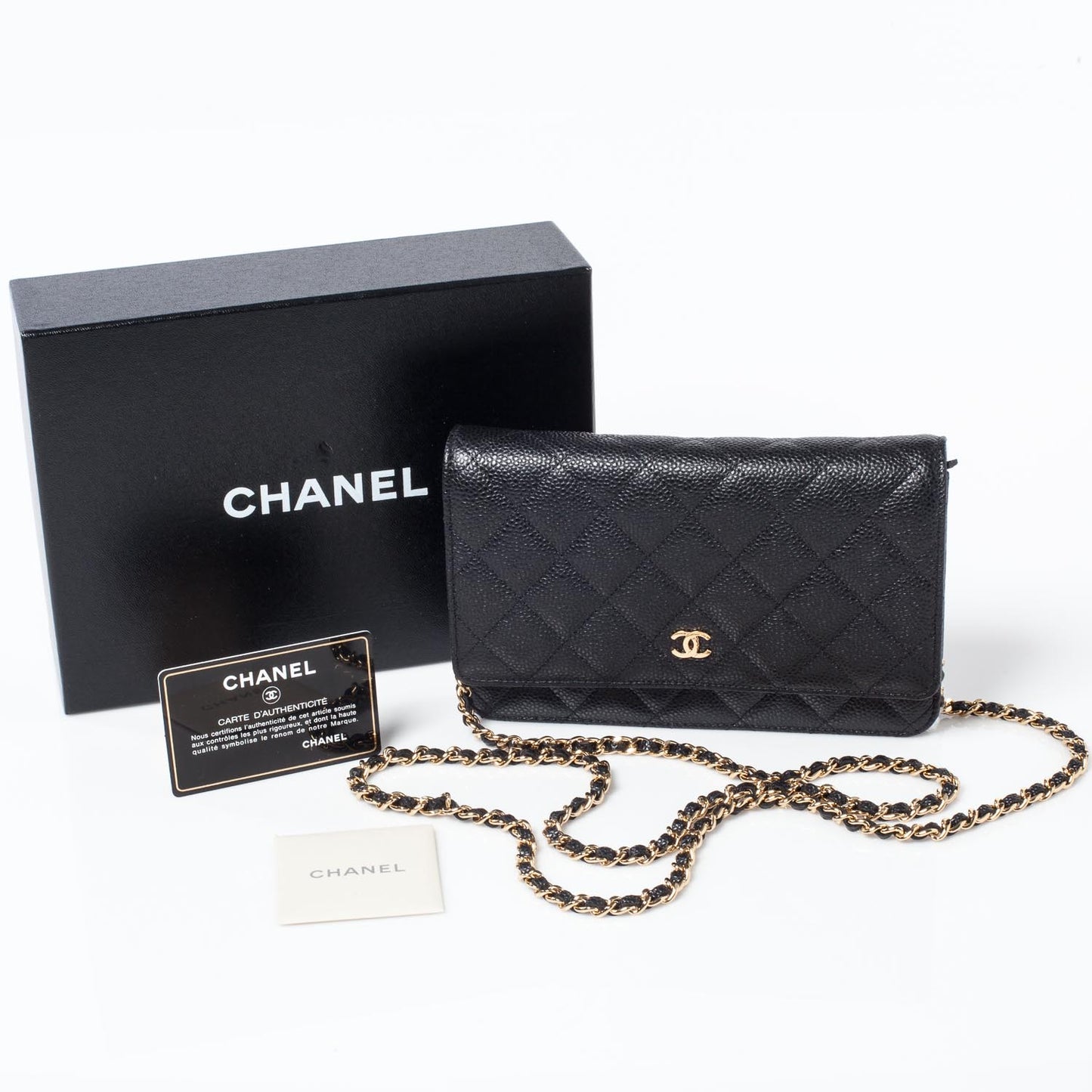 Caviar Quilted Wallet On Chain WOC Black