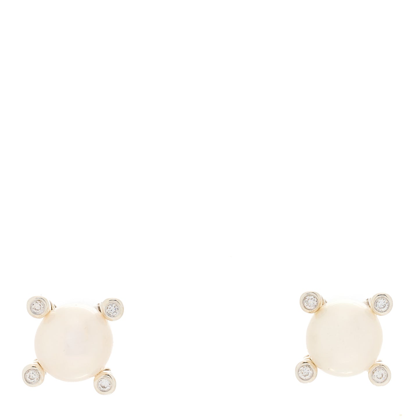 Sterling Silver Diamond Pearl 7mm Earrings