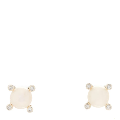 David Yurman Sterling Silver Diamond Pearl 7mm Earrings 1 of 3