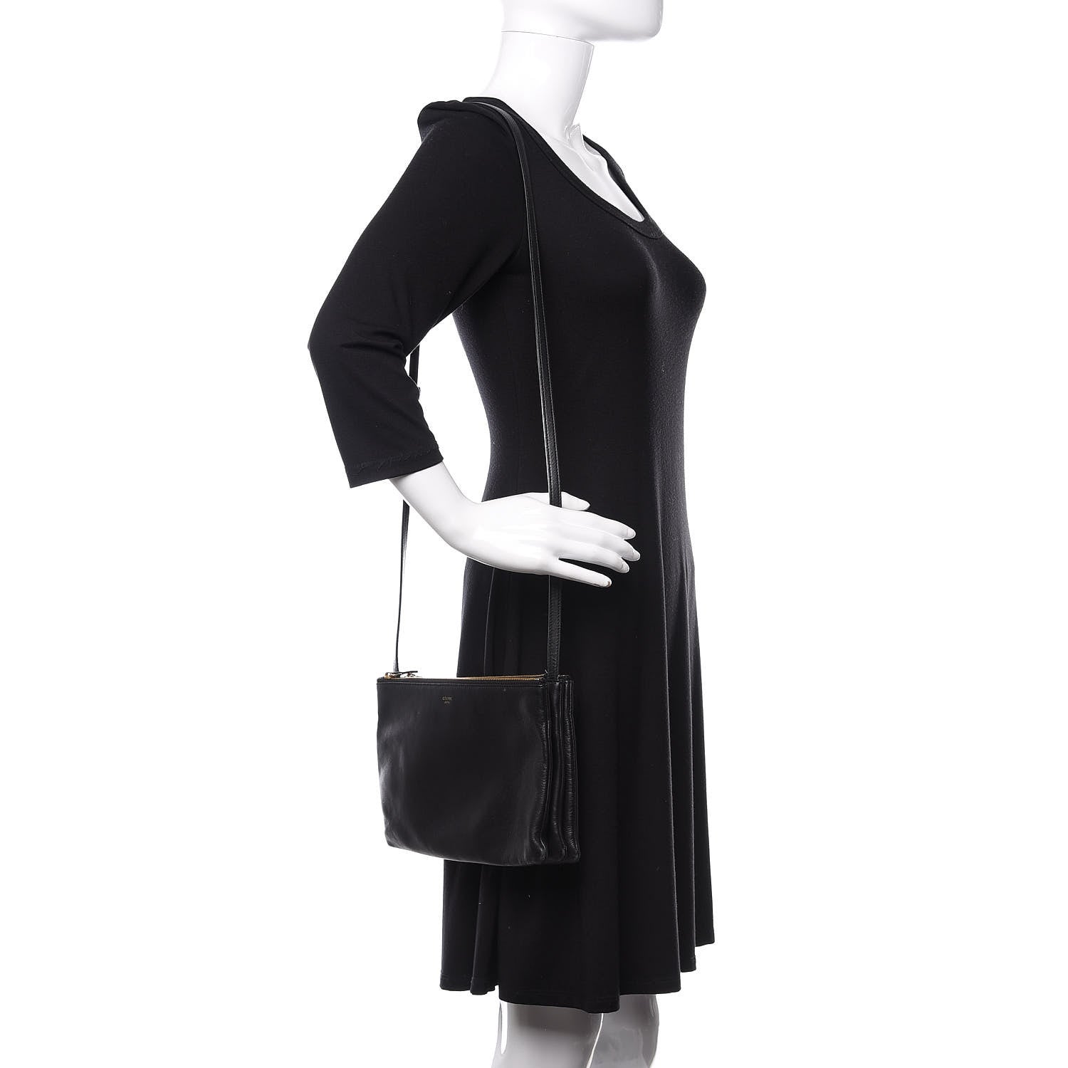 Celine Lambskin Small Trio Crossbody Bag Black 2 of 13