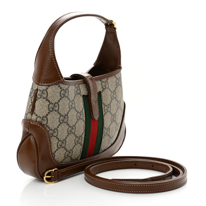 Gucci Supreme Monogram Azalea Calfskin Web Mini Jackie 1961 Hobo Beige Ebony Brown Sugar 3 of 11