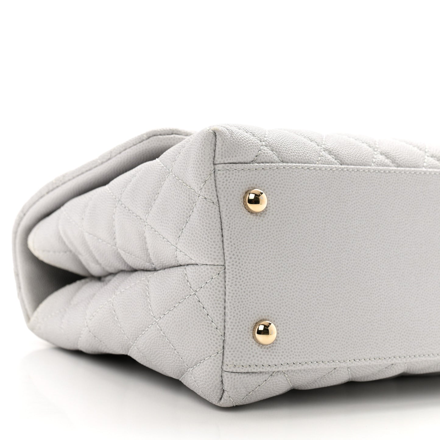 Caviar Quilted Small Coco Handle Flap Light Grey
