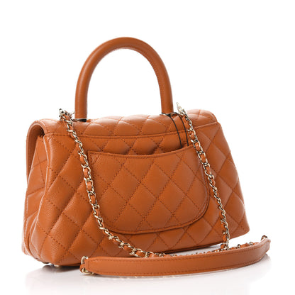 Chanel Caviar Quilted Mini Coco Handle Flap Light Brown 3 of 11