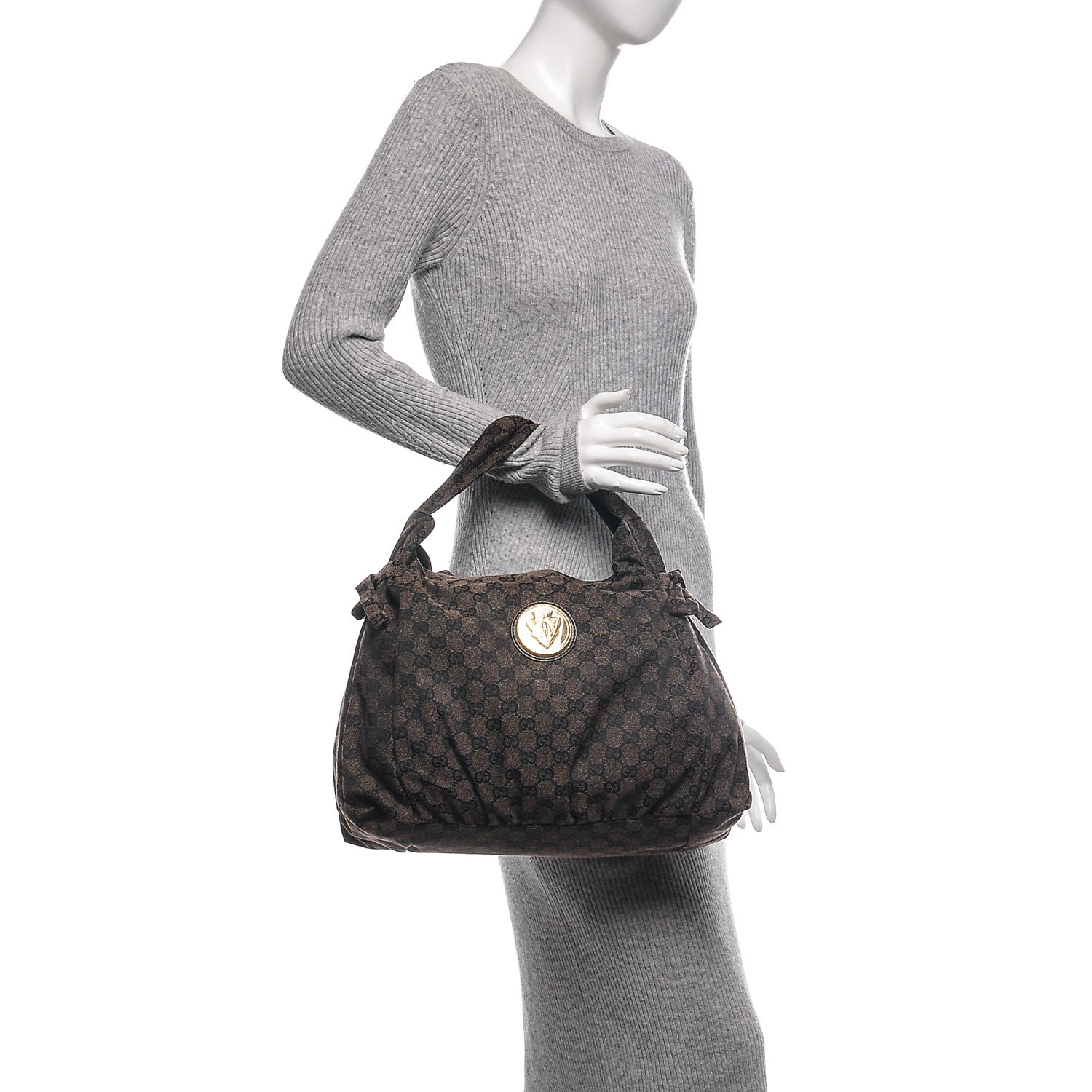 Gucci Monogram Medium Hysteria Tote Brown 2 of 6