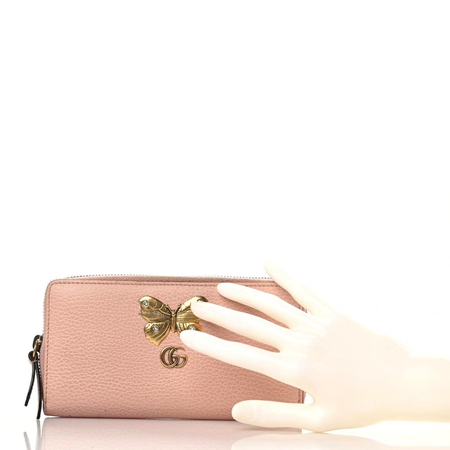 Calfskin Butterfly Farfalla Zip Around Wallet Perfect Pink