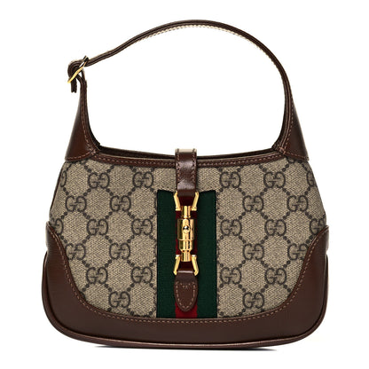 Gucci GG Supreme Monogram Azalea Calfskin Web Mini Jackie 1961 Hobo Beige Ebony Brown Sugar 1 of 13
