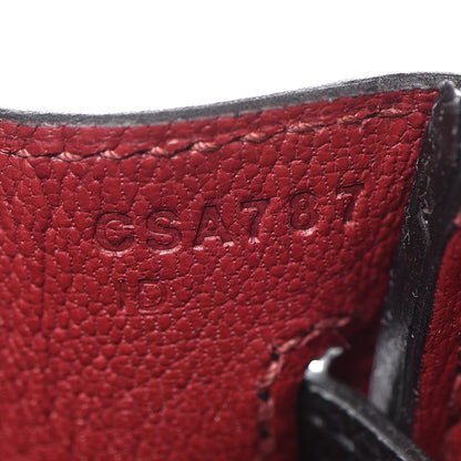 Hermes Epsom Horseshoe Birkin 25 Black Rouge Vif 13 of 36