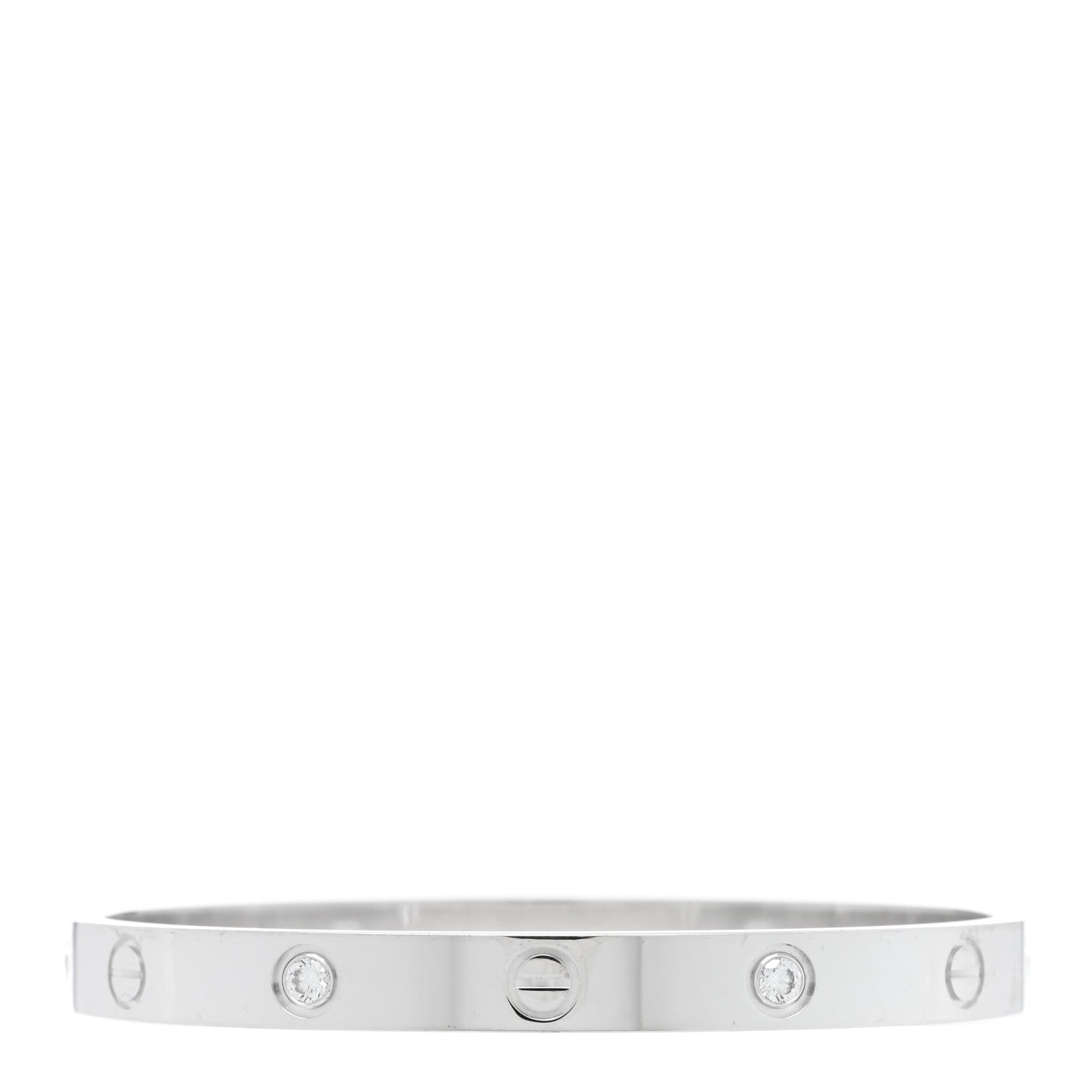 Cartier 18K White Gold 4 Diamond Love Bracelet 17 2 of 4