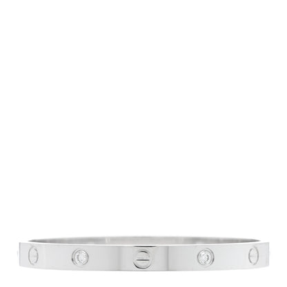 Cartier 18K White Gold 4 Diamond Love Bracelet 17 2 of 4